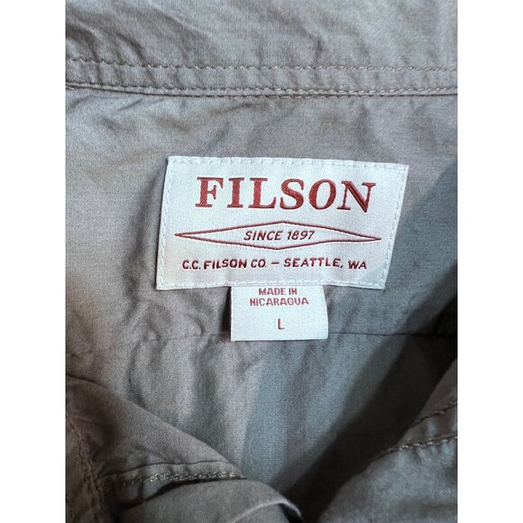 Filson Mens Lightweight Button-Down Shirt Gray & Black Long Sleeve Outdoor Wear - Picture 3 of 5